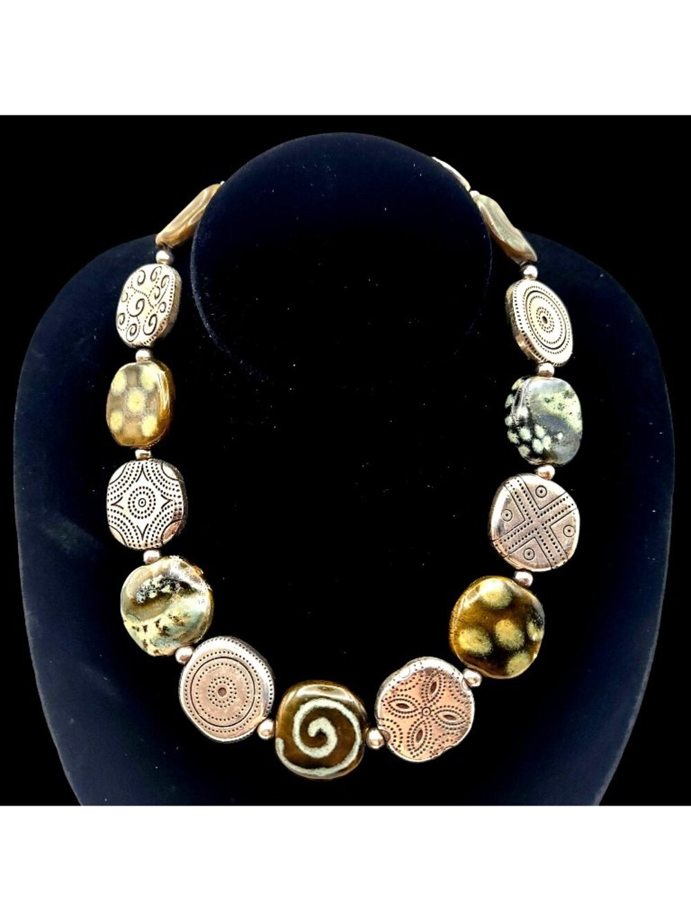 Brighton Kazuri Kenya Disk Necklace Statement Hand Painted Ceramic w/ Gift Bag